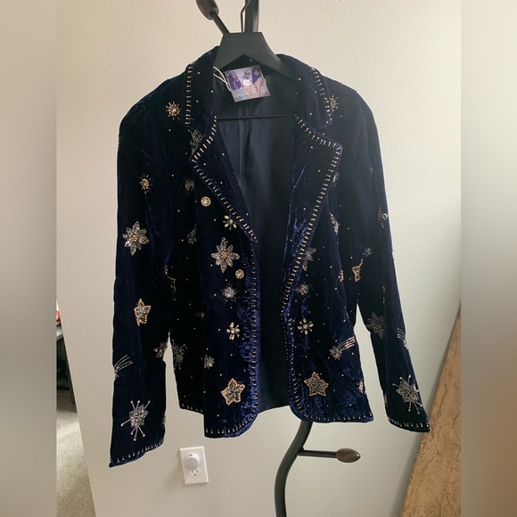 Velvet Moon Celestial Intricate Hand Beaded Blazer - Picture 4 of 15